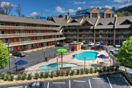 an aerial view of a hotel with two pools at Crossroads Inn & Suites in Gatlinburg