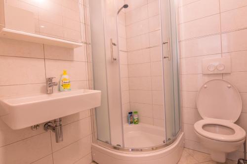 Koupelna v ubytování Apartman Pharia