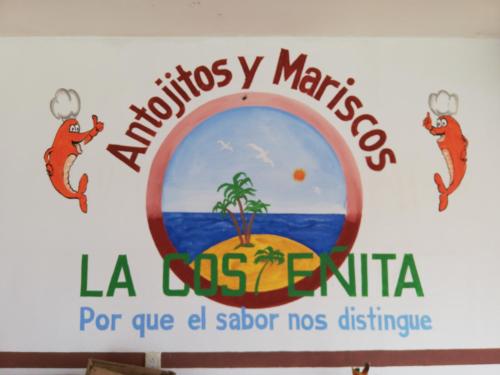 a sign for a mariculture market in la costinia at Hotel Villa Marán Chachalacas Ambiente Familiar in Chachalacas