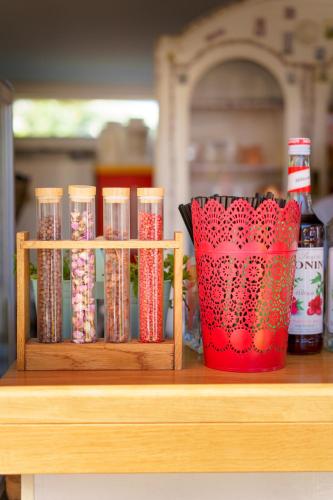 a shelf with a bunch of cups on it at Domus Maritima in Trogir