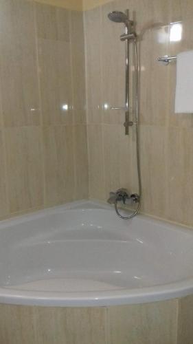 a shower in a bathroom with a white tub at SHAY LYAH SELF CATERING in Victoria