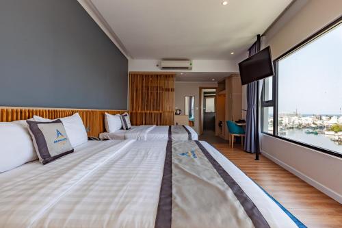 Katil atau katil-katil dalam bilik di An Phu Hotel