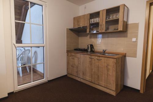 Kuchyň nebo kuchyňský kout v ubytování Apartmány Alpský Dům