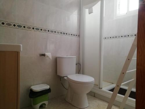 a bathroom with a toilet and a shower at la loma in Torrevieja