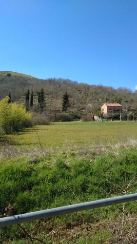 a field of grass with a house in the background at Petalo Rosso b&b in Lenola