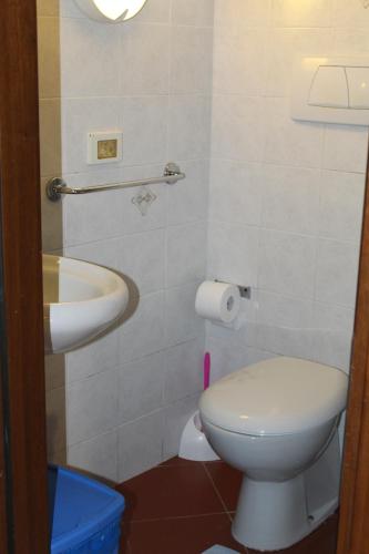 a bathroom with a toilet and a sink at enrica barrani room in Vernazza