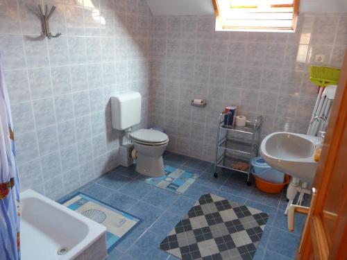a bathroom with a toilet and a sink at Holiday Home Scamard in Zamárdi