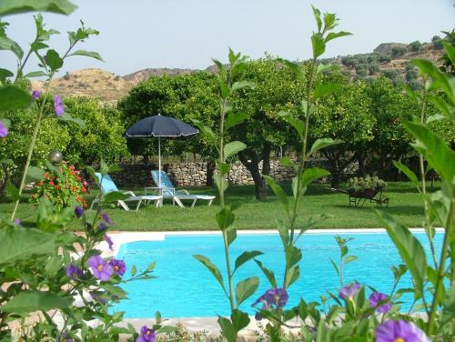 a view of the pool from the garden at Agriturismo Villa Vittoria in Guardavalle