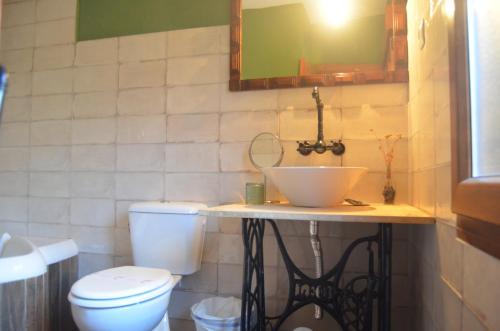 ナバレドンダ・デ・グレドスにあるHostal Refugio De Gredosのバスルーム(洗面台、トイレ付)