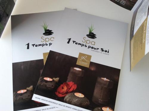 a box of sco potted plants and candles at Logis LE RABELAIS Hôtel- Restaurant - SPA in Fontenay-le-Comte