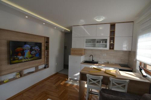 Kuchyň nebo kuchyňský kout v ubytování Apartman Dmitrov