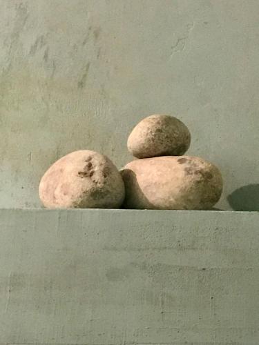 three rocks sitting on top of a shelf at Casa Mingot SXVI Anciles Benasque in Anciles