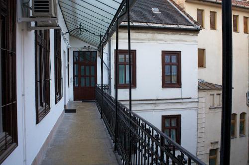 a view of a balcony of a building at Five Season's Apartment in Budapest