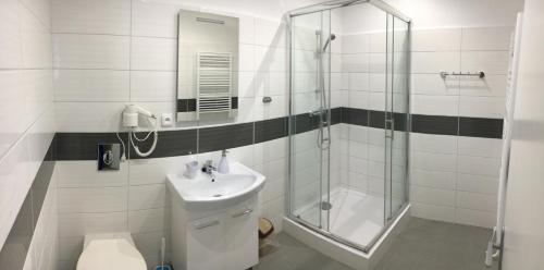 Ванная комната в Mikulov Inn - hotel Zeme