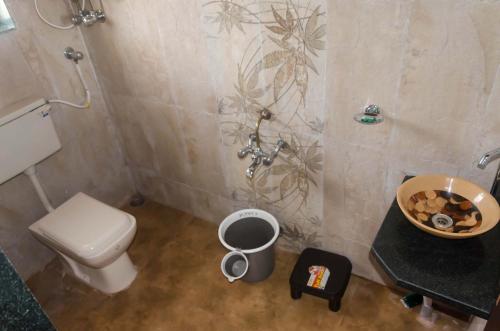 a bathroom with a toilet and a sink at Malhar Villa -Kashid in Kashid