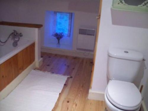 a bathroom with a toilet and a sink and a window at Fleur Du Soleil in Agudelle