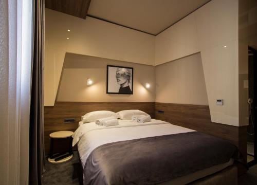 a bedroom with a large bed in a room at BOUTIQUE 25h by Eva stay 018 in Niš