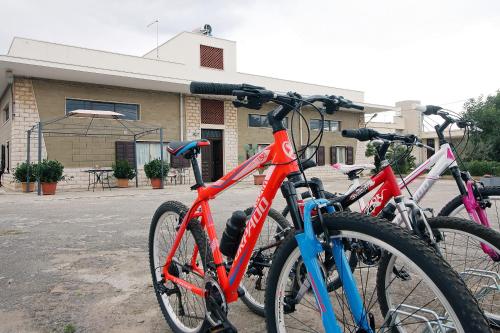 a group of bikes parked in front of a building at Da nonno in Pezze di Greco