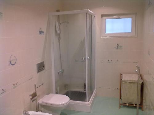 a bathroom with a shower and a toilet at Ericeira - Apartment with Patio - Horizonte Mar in Ericeira