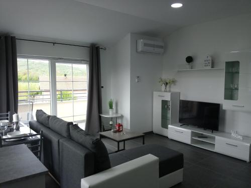 sala de estar con sofá y TV en Casa Laura en Rijeka