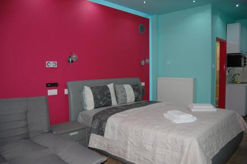 Postel nebo postele na pokoji v ubytování Guesthouse Zografia
