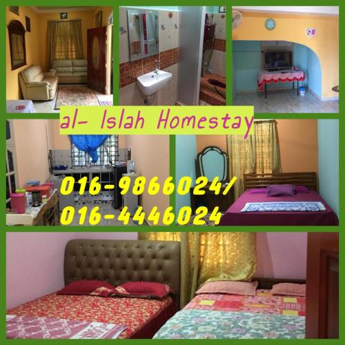 kolaż zdjęć sypialni z łóżkiem w obiekcie Al Islah homestay w mieście Kuala Besut