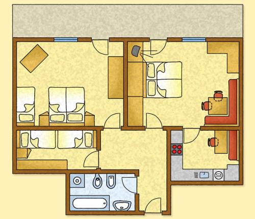 a floor plan of a house with at Residence Bannwald in Valle Di Casies