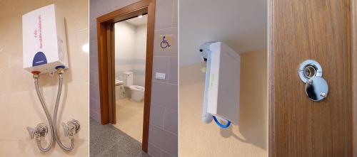 Nong PrueにあるDhotel Pattayaのバスルーム(シャワー、トイレ付)の写真2枚