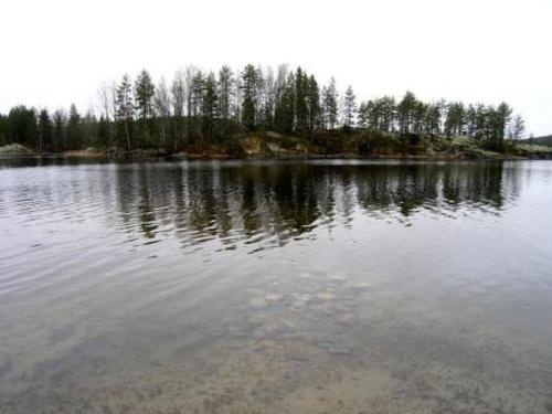 een grote hoeveelheid water met bomen op de achtergrond bij Holiday Home Uutela by Interhome in Hauhola