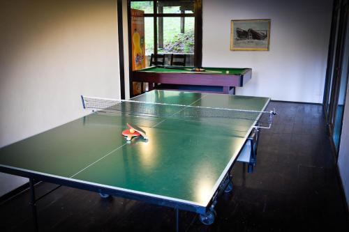 a ping pong table with a ping pong ball on it at Franzdorf Alpin in Văliug