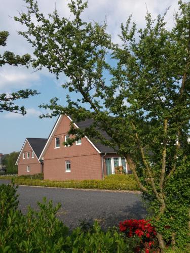 a house and a tree on a street at To Eek in Tinnum