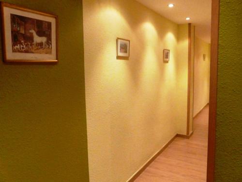 a hallway with a wall with paintings on it at Apartamento Turístico Guara Casa Castro in Barbastro