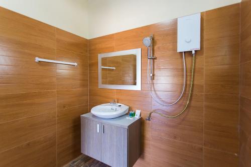 a bathroom with a sink and a shower at Baan Intira Pool Villa in Ao Nang Beach