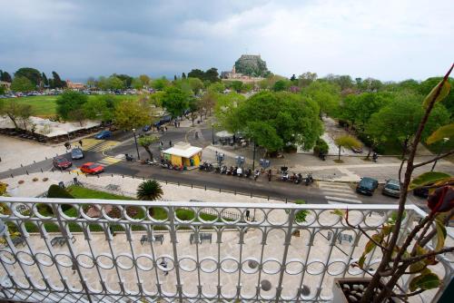 a view of a parking lot from a balcony at Old Fortress Luxury Suite in Corfu Town
