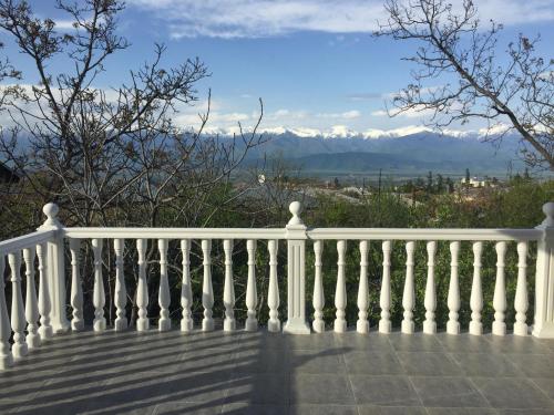 una ringhiera bianca con le montagne sullo sfondo di Ronini Telavi a Telavi