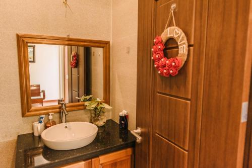 a bathroom with a sink and a mirror at Chi Homestay #3 in Hue