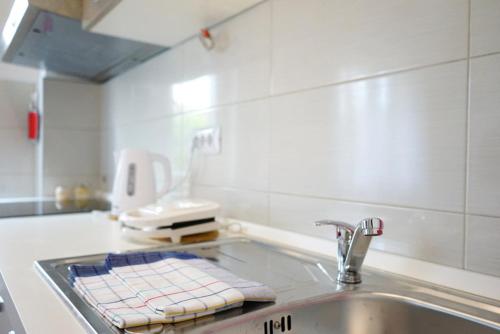 a kitchen counter with a sink and a sink at Apartman Suzy in Pula