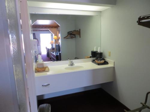 West Columbia的住宿－西哥倫比亞行政套房酒店，一间带水槽和镜子的浴室