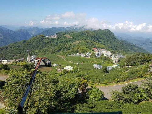 an aerial view of a town on a mountain at Ming Yang B&B in Fenchihu