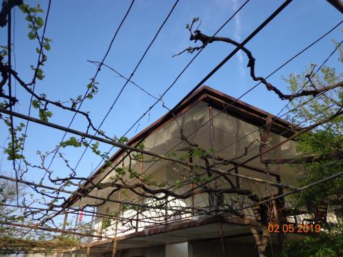 a building with power lines in front of it at My home udabno in Udabno