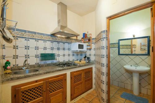 a small kitchen with a sink and a sink at Casa de la Luz in Bubión