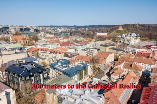 an aerial view of a city with buildings at HaPPy INN Studio Historic center, Self check-in, AC, Parking in the undergrnd Garage, in Vilnius