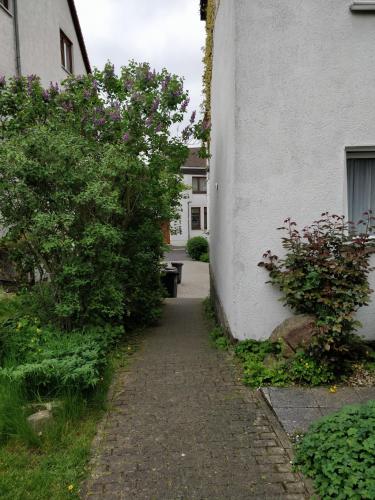 カッセルにあるApartment Nadaの白い建物の横の通路