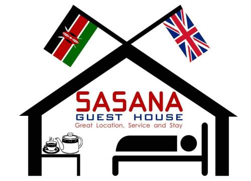 a logo for a guest house with the flag of the united kingdom at Sasana Motel and Guest House in Bungoma
