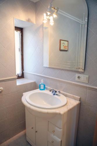 a bathroom with a sink and a mirror at Casa Artxea in Arráyoz