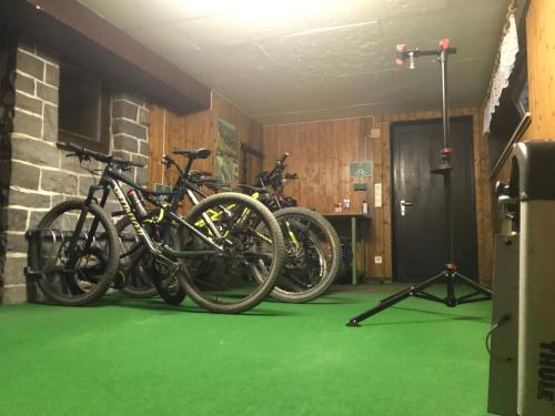 a group of bikes parked in a room at Hotel Haus am Hochwald in Hahnenklee-Bockswiese