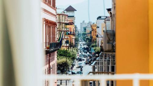 a view of a city street from a window at Villa Cua in Ercolano