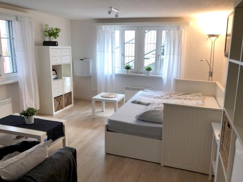 Postel nebo postele na pokoji v ubytování Ferienwohnung Erlinsbach SO