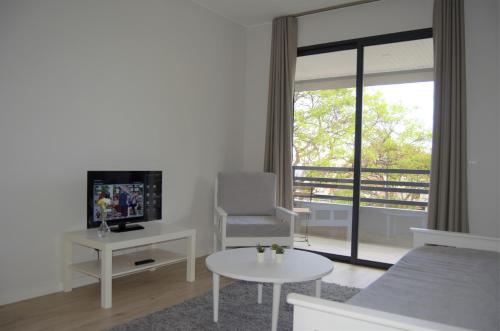 A television and/or entertainment centre at Apartamentos Turísticos Vitoria by Petit Hotels