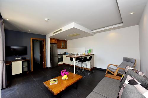 Dapur atau dapur kecil di Degirmenburnu Residence